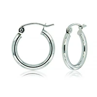 10K White Gold 2x10mm Polish Hoop Earrings
