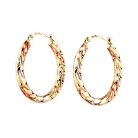 10K Tri-Colour Gold Twisted Hoop Earrings
