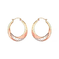 10K Tri-Colour Gold Diamond Cut Hoop Earrings