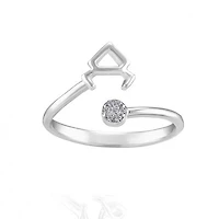 Sterling Silver Diamond Taurus Zodiac Ring - Size 5