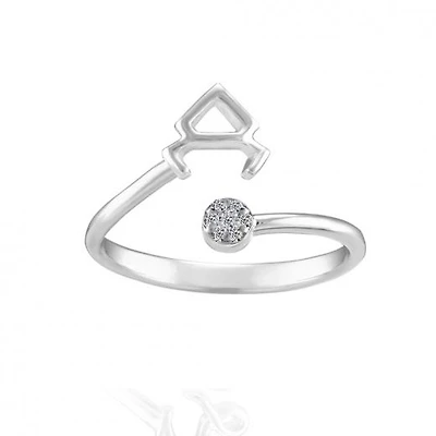 Sterling Silver Diamond Taurus Zodiac Ring - Size 6