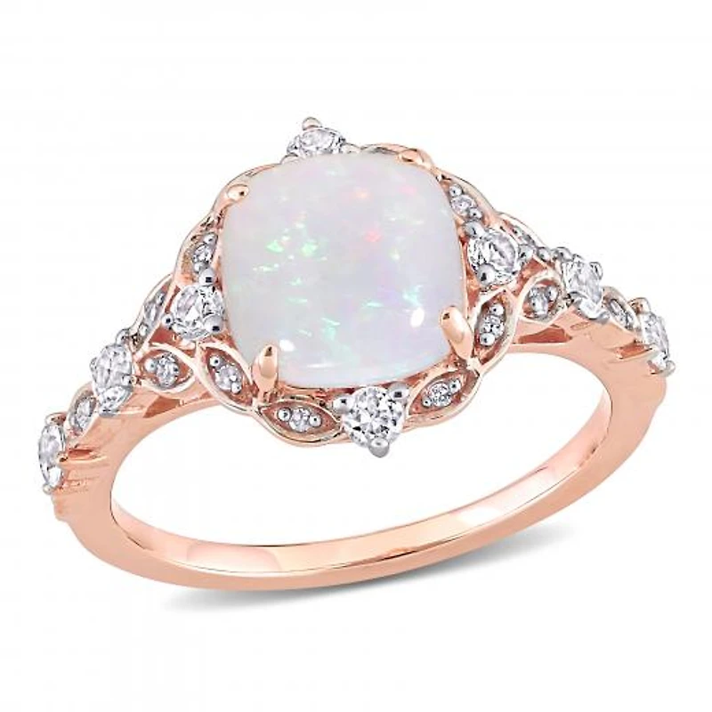 Julianna B 10K Rose Gold Opal, White Sapphire & Diamond Ring
