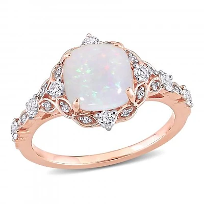 Julianna B 10K Rose Gold Opal & Diamond Ring