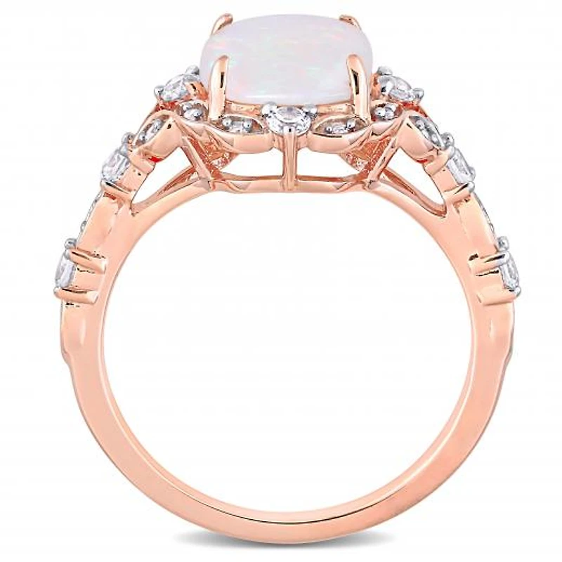 Julianna B 10K Rose Gold Opal, White Sapphire & Diamond Ring