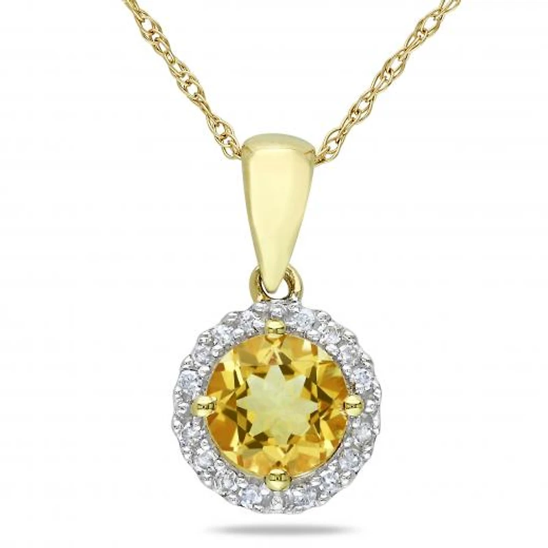Julianna B 10K Yellow Gold Citrine & Diamond Necklace