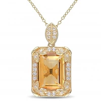 Julianna B Sterling Silver Yellow Plated Citrine & Diamond Pendant