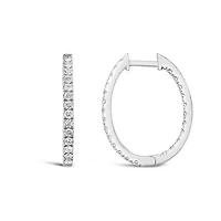 14K White Gold Lab Grown 1.00CTW Diamond Hoops