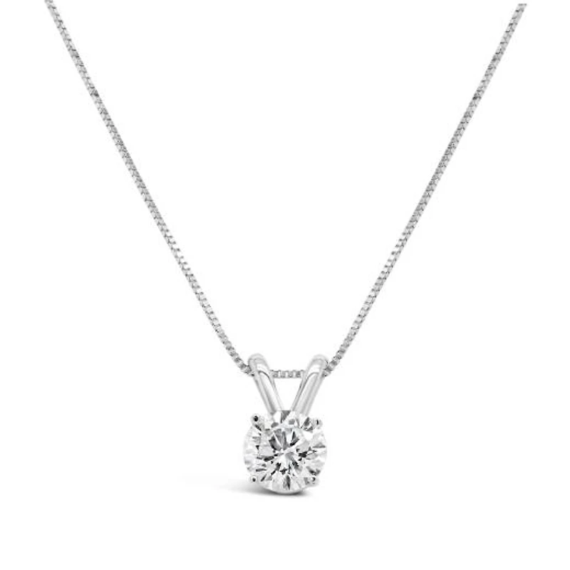 14K White Gold Lab Grown 1.00CT Diamond Solitaire Pendant