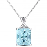 Julianna B Sterling Silver Sky Blue Topaz & White Topaz Pendant
