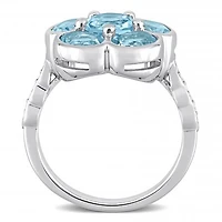 Julianna B Sterling Silver Sky Blue Topaz & 0.06CTW Diamond Ring