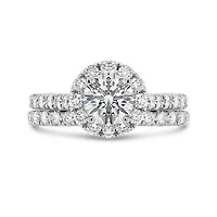 14K White Gold Lab Grown 2.25CTW Diamond Round Halo Bridal Set