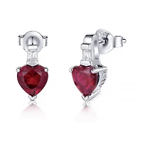 Sterling Silver Created Ruby & Created White Sapphire Earrings