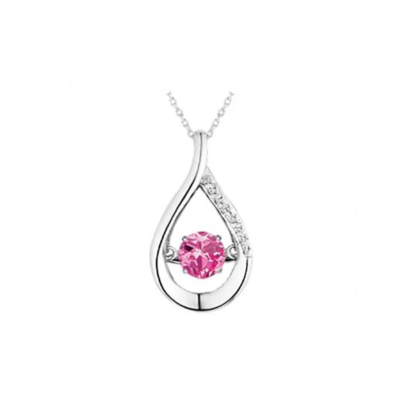 Sterling Silver Created Sapphire & Cubic Zirconia Dancing Pendant