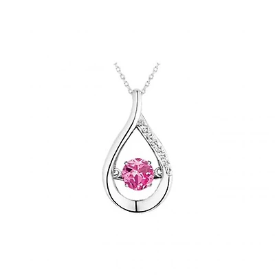 Sterling Silver Created Sapphire & Cubic Zirconia Dancing Pendant