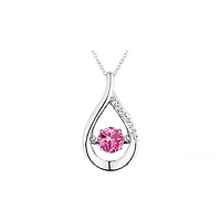 Sterling Silver Created Sapphire & Cubic Zirconia Dancing Pendant