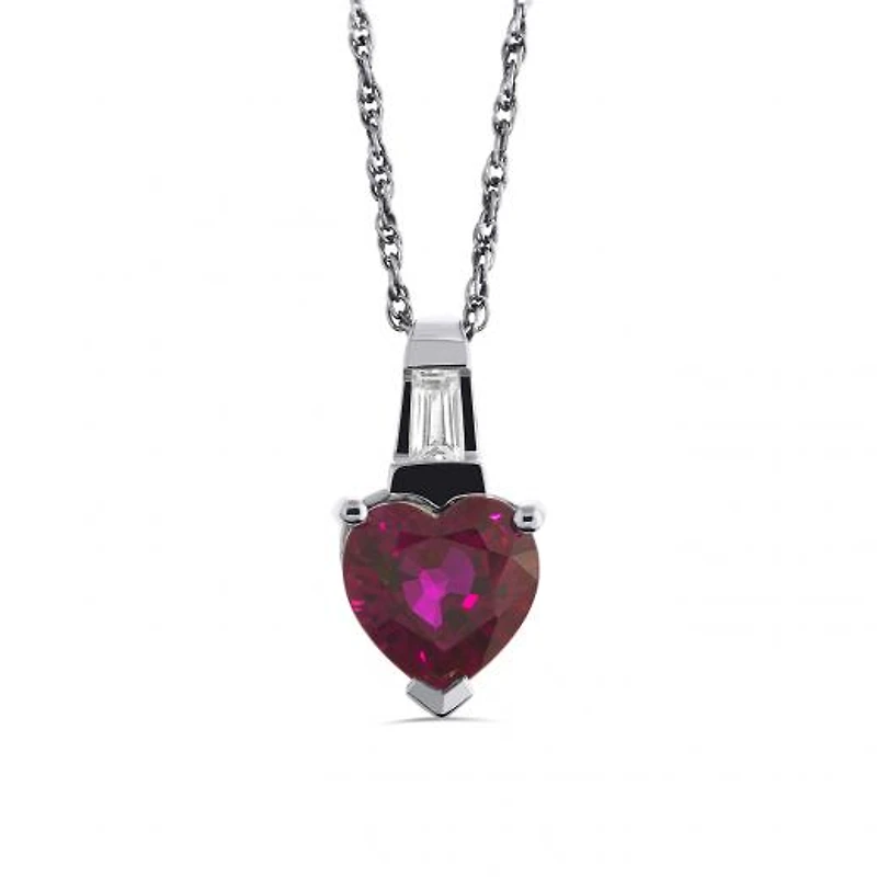 Sterling Silver Created Ruby & Created White Sapphire Pendant