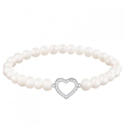 Sterling Silver 6-7mm Freshwater Pearl & Cubic Zirconia Bracelet
