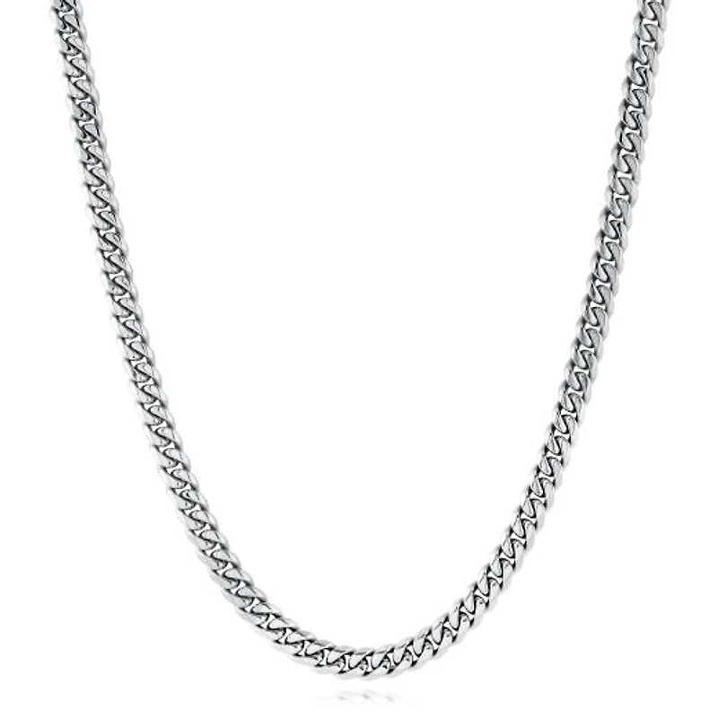 Stainless Steel 7.7mm Curb Link 24" Necklace