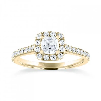 Diamond Revelations 14K Yellow Gold 0.80CTW Cushion Cut Ring