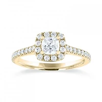 Diamond Revelations 14K Yellow Gold 0.80CTW Cushion Cut Ring