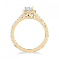 Diamond Revelations 14K Yellow Gold 0.70CTW Princess Cut Halo Ring