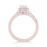 Diamond Revelations 14K Rose Gold 0.70CTW Princess Cut Halo Ring