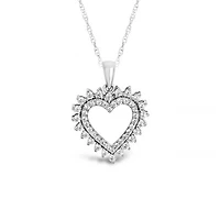 10K White Gold 0.50CTW Diamond Heart Pendant