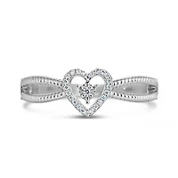 Sterling Silver 0.04CTW Diamond Heart Ring