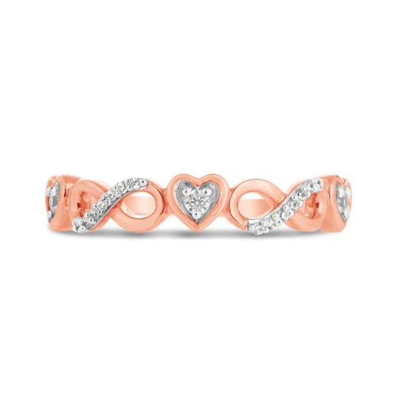 10K Rose Gold 0.09CTW Diamond Heart Ring