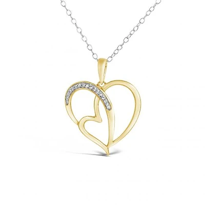 10K Yellow Gold Double Heart 0.04CTW Diamond Pendant