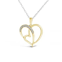 10K Yellow Gold Double Heart 0.04CTW Diamond Pendant