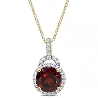 Julianna B Sterling Silver Yellow Plating Garnet & White Topaz Pendant