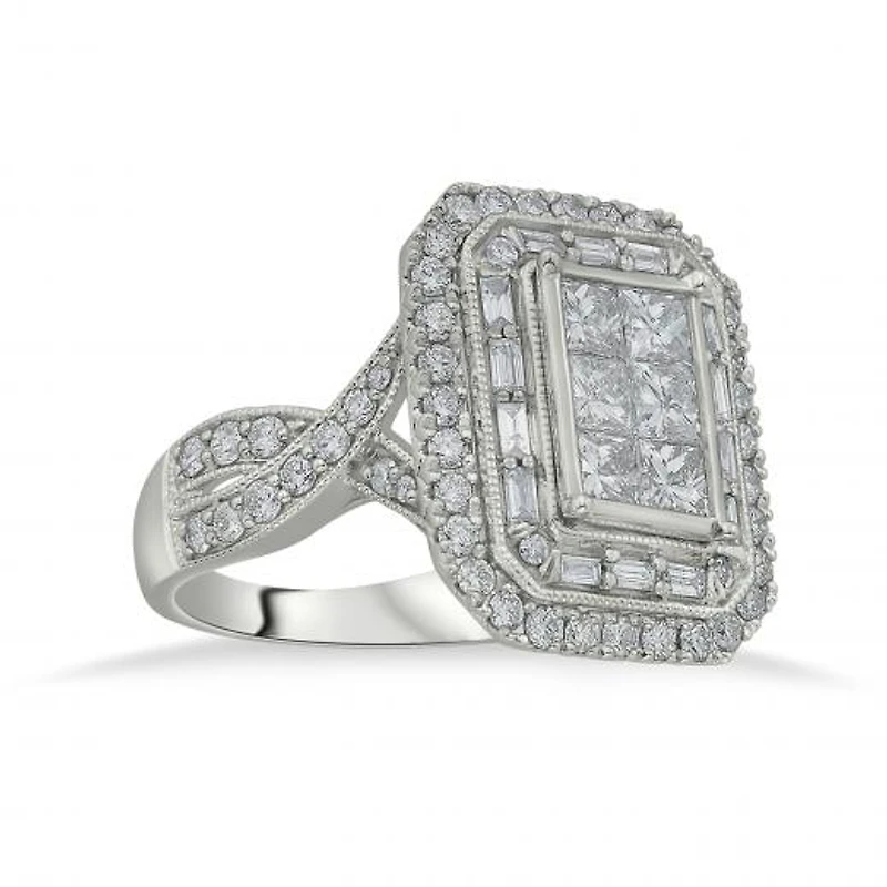 14K White Gold 2.00CTW Diamond Princessa Fashion Ring
