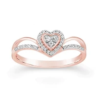 10K Rose Gold 0.10CTW Diamond Heart Ring