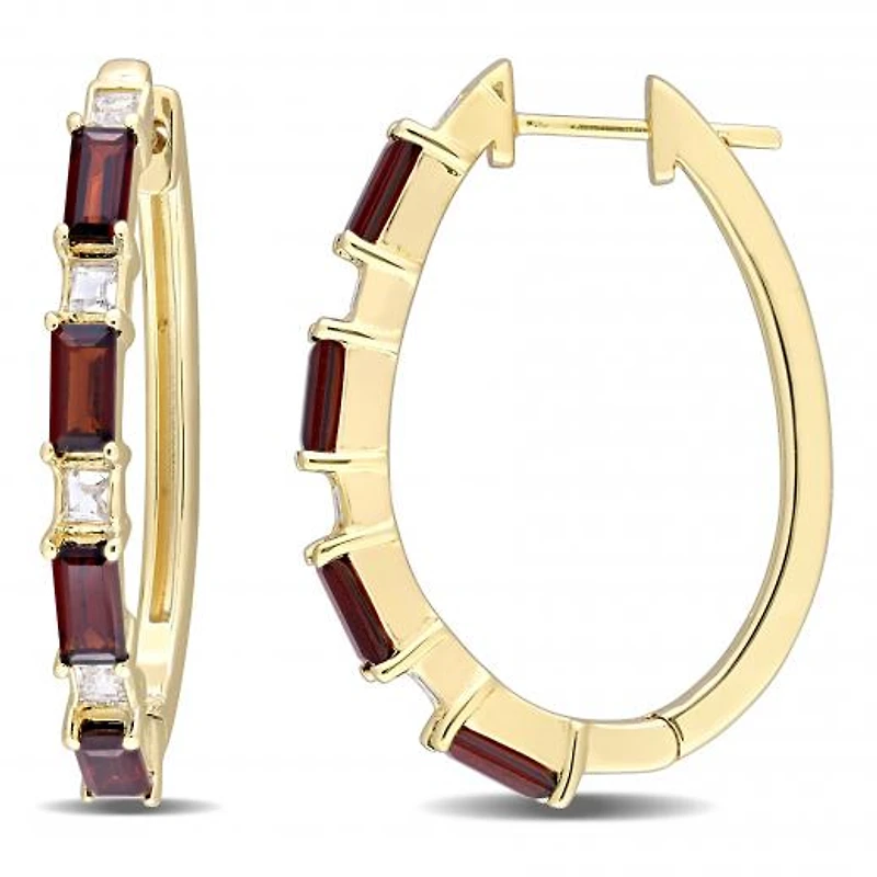 Julianna B Yellow Plated Sterling Silver Garnet & White Topaz Earrings