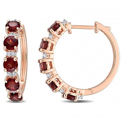 Julianna B Rose Plated Sterling Silver Garnet Earrings