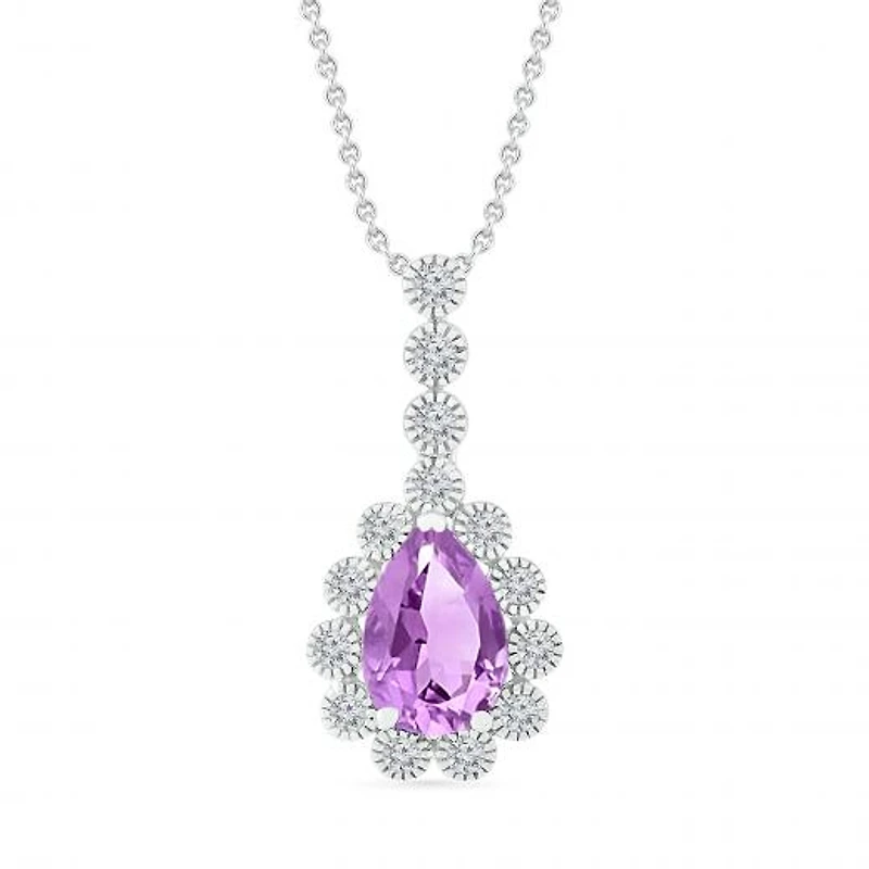 Sterling Silver Amethyst & Created White Sapphire Pendant