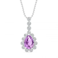 Sterling Silver Amethyst & Created White Sapphire Pendant