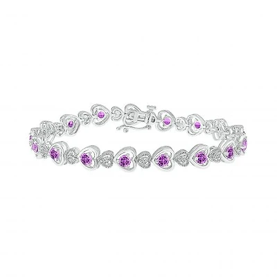 Sterling Silver Amethyst & Created White Sapphire Bracelet