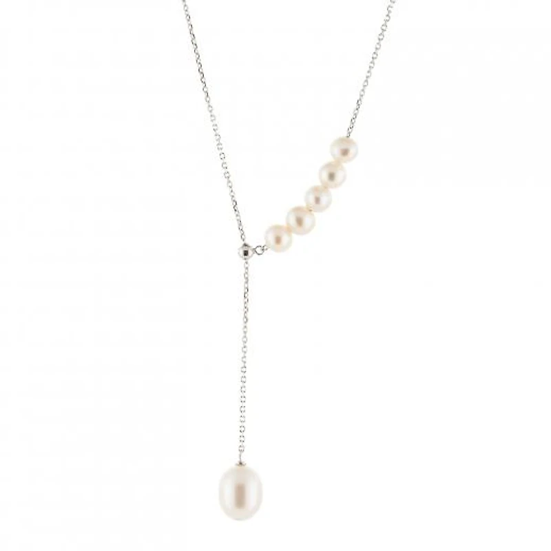 Sterling Silver Sliding Pearl Necklace