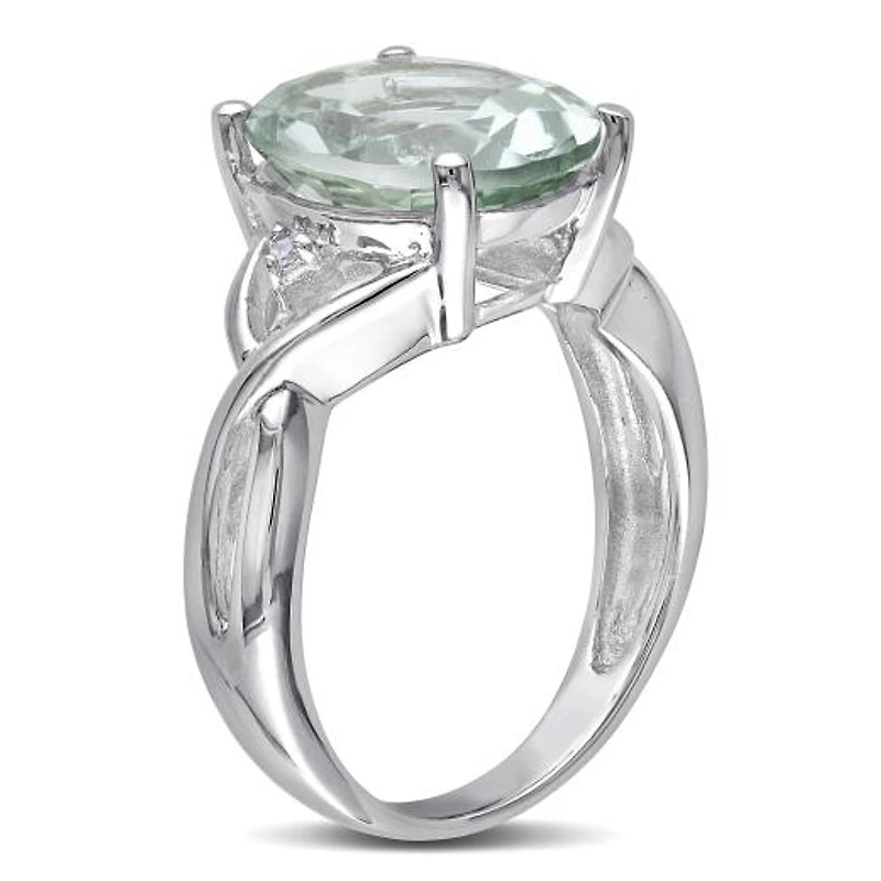 Julianna B Sterling Silver Green Quartz & 0.01CTW Diamond Ring
