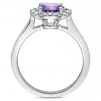 Julianna B 14K White Gold Amethyst & Diamond Ring