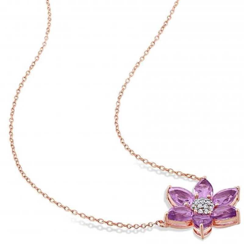 Julianna B 10K Rose Gold Amethyst & Diamond Pendant