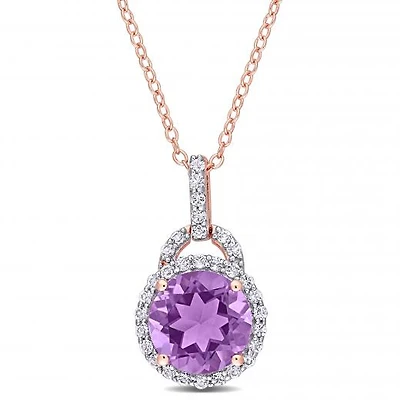 Julianna B Sterling Silver Amethyst & White Topaz Pendant