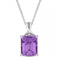 Julianna B Sterling Silver Amethyst & White Topaz Pendant