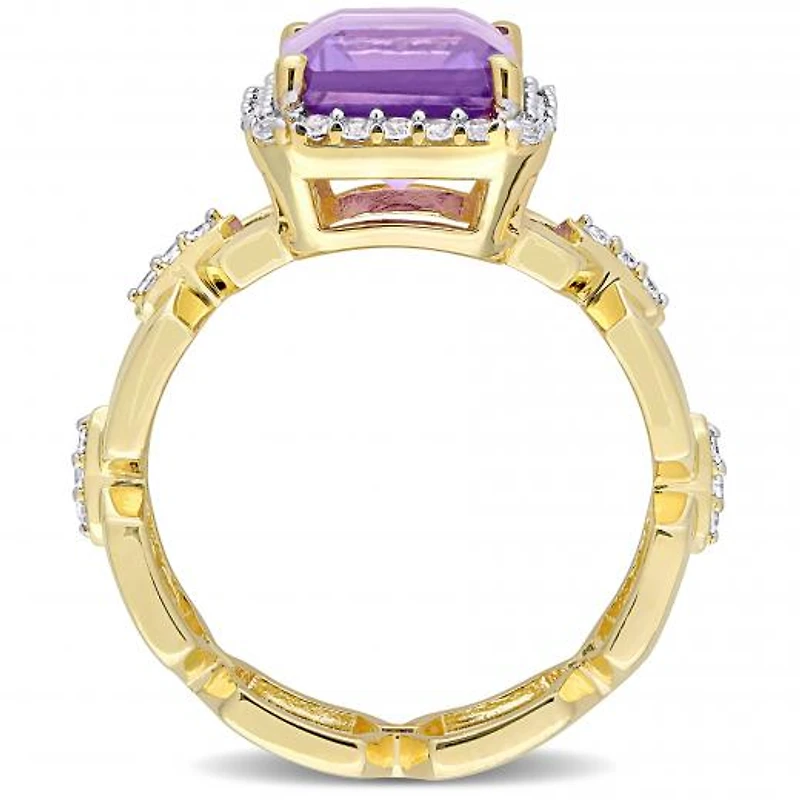 Julianna B Sterling Silver Amethyst & 0.06CTW Diamond Ring