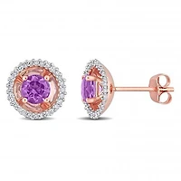 Julianna B 10K Rose Gold Amethyst & 0.25CTW Diamond Earrings