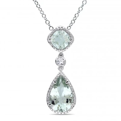 Julianna B Green Quartz & Created White Sapphire Pendant