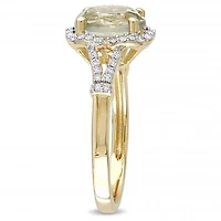 Julianna B 14K Yellow Gold Green Quartz & Diamond Ring