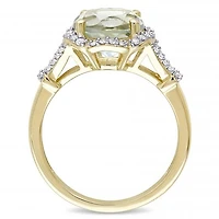 Julianna B 14K Yellow Gold Green Quartz & Diamond Ring